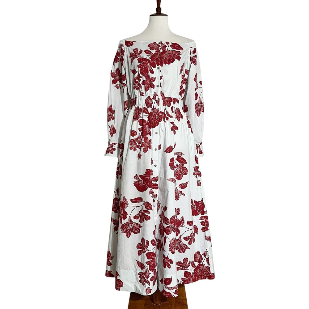 Banana Republic Cotton Poplin Off-The-Shoulder Long Maxi Shirt Dress Size Medium